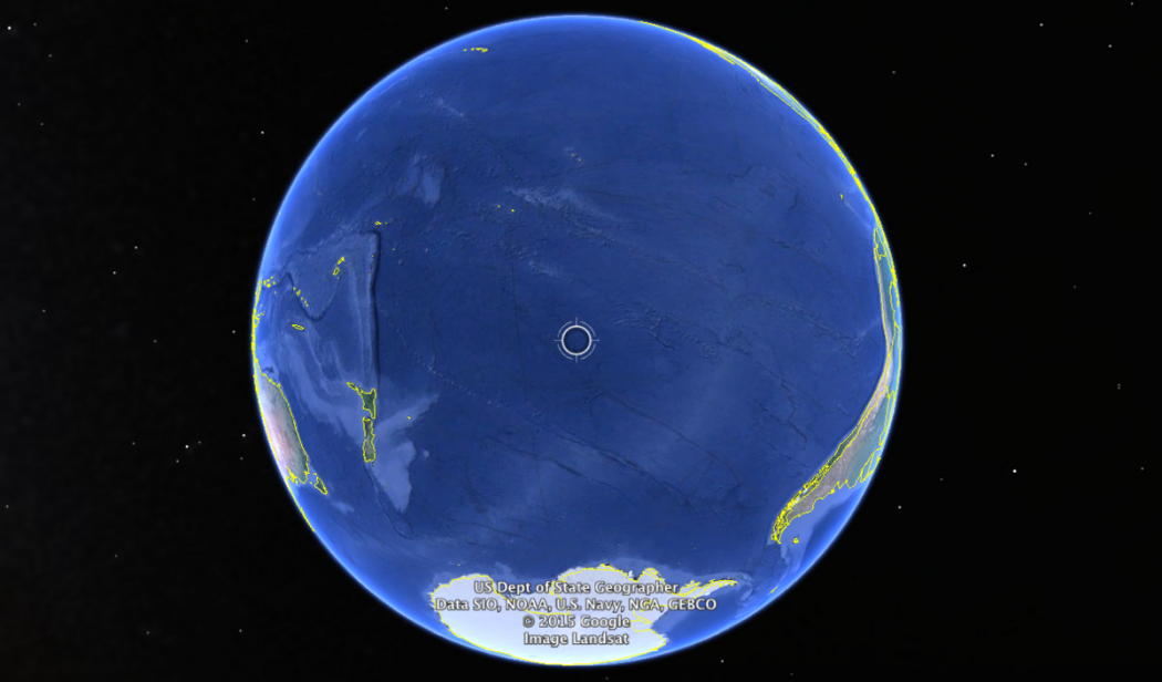 A mindentől távoli Nemo-pont – Fotó: Google Earth