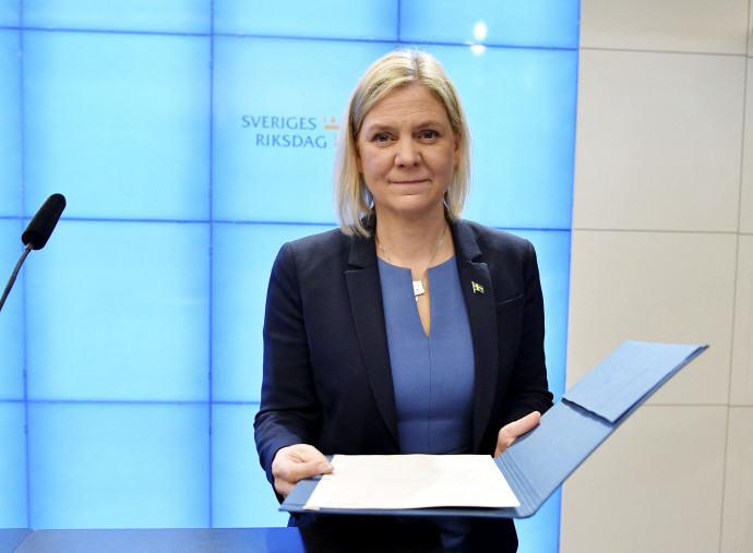 Magdalena Andersson, a Szociáldemokrata Párt elnöke – Fotó: ERIK SIMANDER / TT NEWS AGENCY / AFP