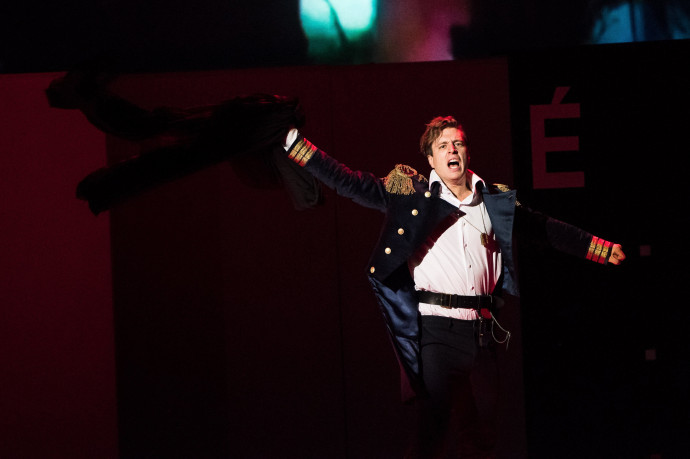 Wunderlich József Andrej szerepében a Háború és béke című színdarab próbáján a Vígszínházban 2017-ben – Fotó: Mónus Márton / MTI