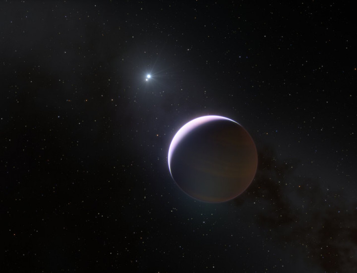 Művészi kép a b Centauri kettőcsillagról és az óriásbolygóról – Fotó: European Southern Observatory