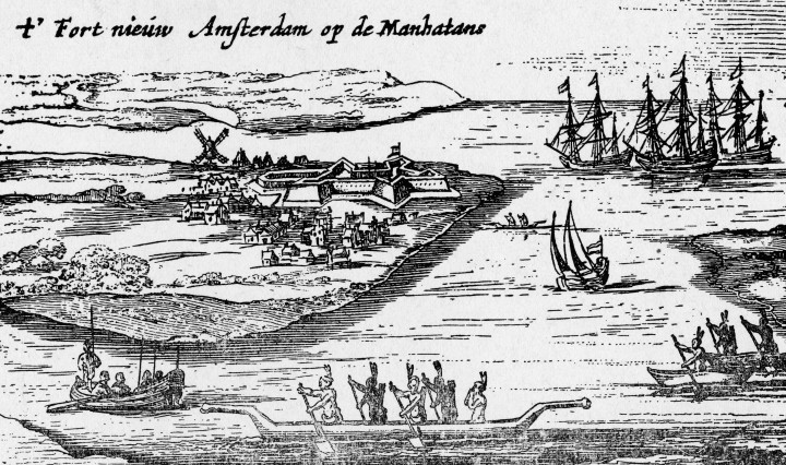 Korabeli metszett Manhattan szigetén található Új-Amszterdamról – Forrás: New York Historical Society / Hulton Archive / Getty Images