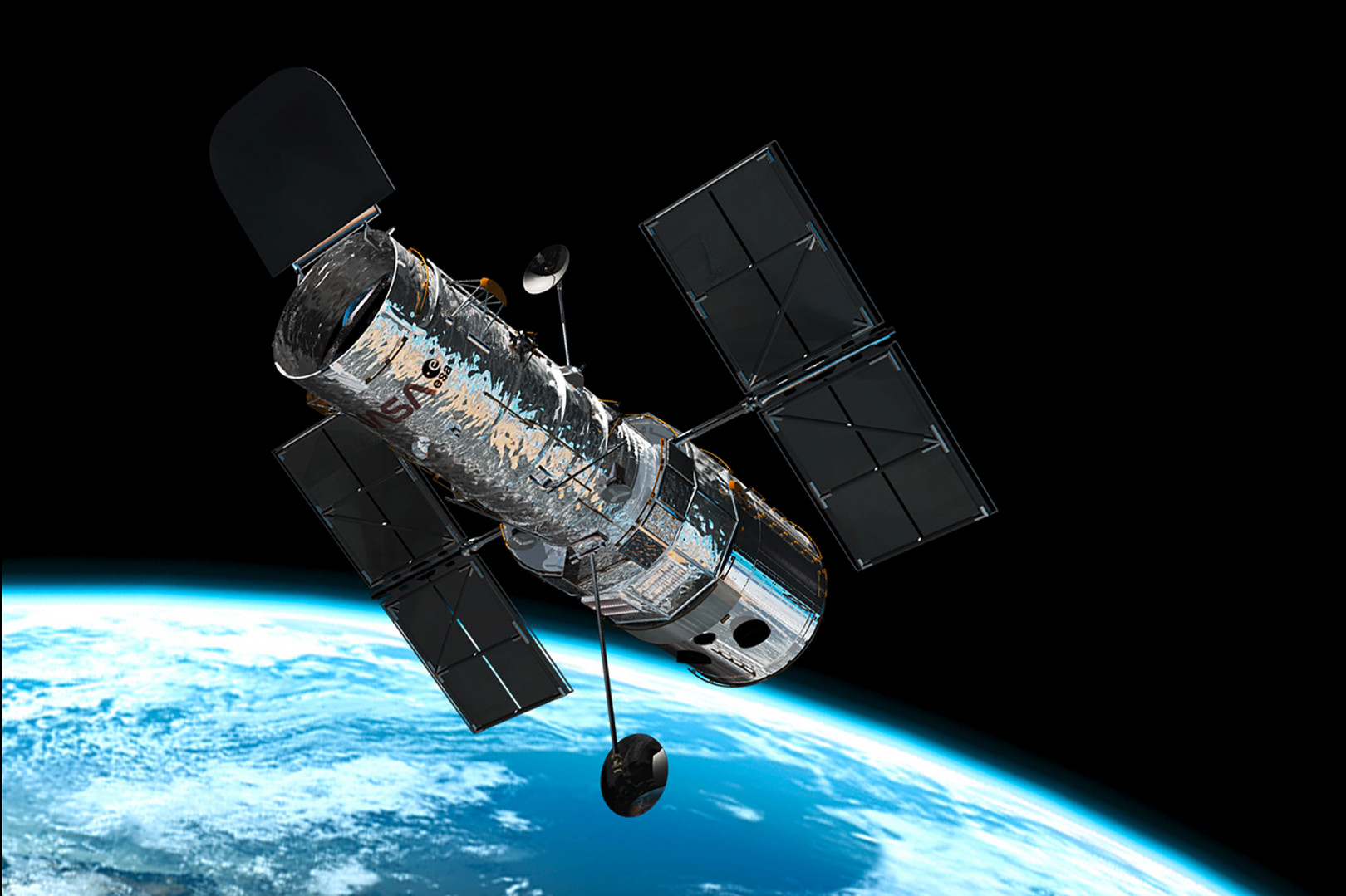 A Hubble teleszkóp Föld körüli pályán – Fotó: ESA / Hubble