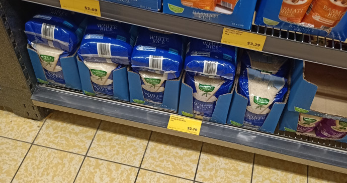 Rizs az ausztrál Aldi polcain. Fotó: G7.