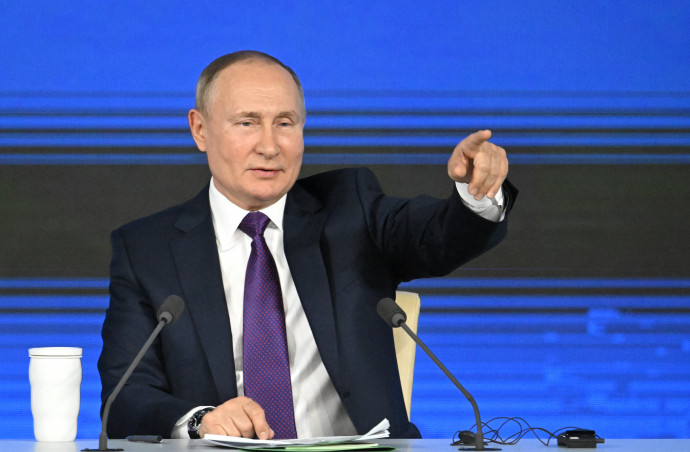 Vlagyimir Putyin 2021. december 23-án, Moszkvában – Fotó: SERGEY GUNEEV / SPUTNIK / SPUTNIK VIA AFP