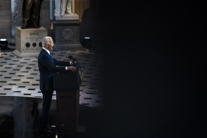 Joe Biden beszéde a Capitolium egy évvel ezelőtti ostroma alkalmából – Fotó: Pool / Getty Images via AFP