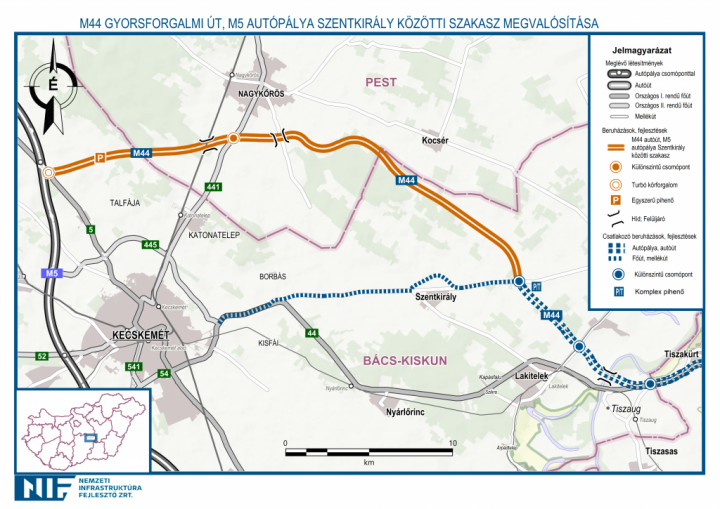Az M44-es gyorsforgalmi út befejező, Kecskemét és Szentkirály közötti szakasza – Fotó: NIF Nemzeti Infrastruktúra Fejlelsztő Zrt.