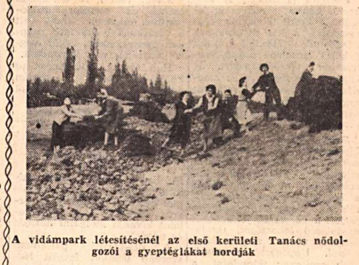 A vidámpark kisvasútjának építése 1960-ban – Forrás: Hajdú-Bihari Napló, 1960. április 28. (17. évfolyam, 99. szám) / Arcanum Digitális Tudománytár