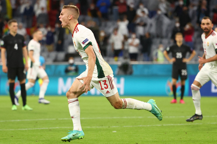 Schäfer az Európa-bajnokságon, a németek ellen szerzett gólja után – Fotó: KAI PFAFFENBACH / AFP