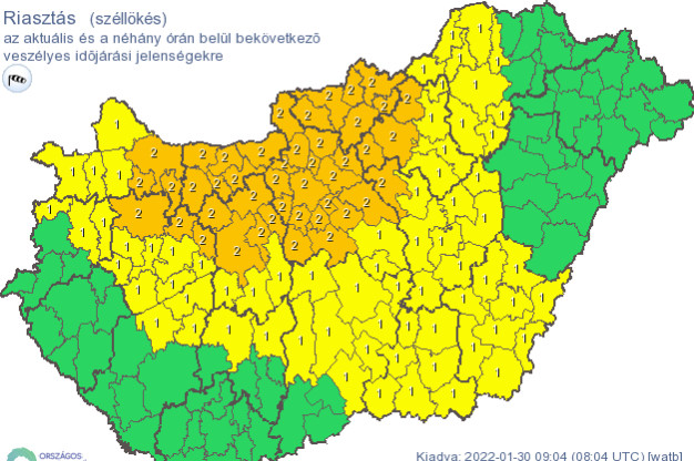 Narancs riasztást adtak ki a viharos szél miatt