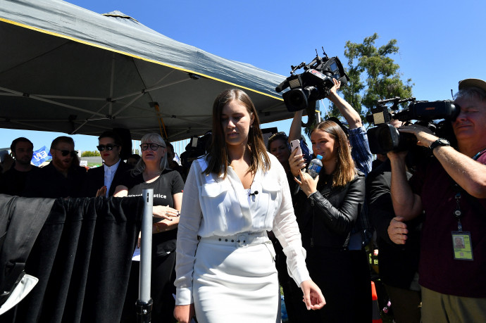 Brittany Higgins volt kormánytisztviselő tavaly kiállt a nyilvánosság elé – Fotó: Saeed Khan/ AFP