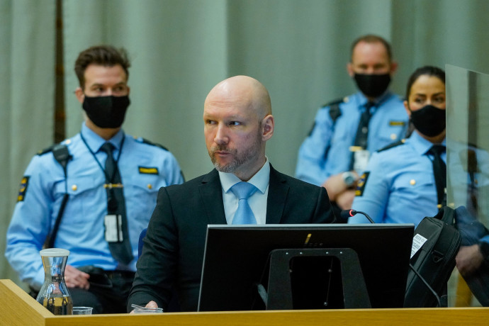 Anders Breivik a bírósági meghallgatásán 2022. január 19-én – Fotó: OLE BERG-RUSTEN / Ole Berg-Rusten / NTB