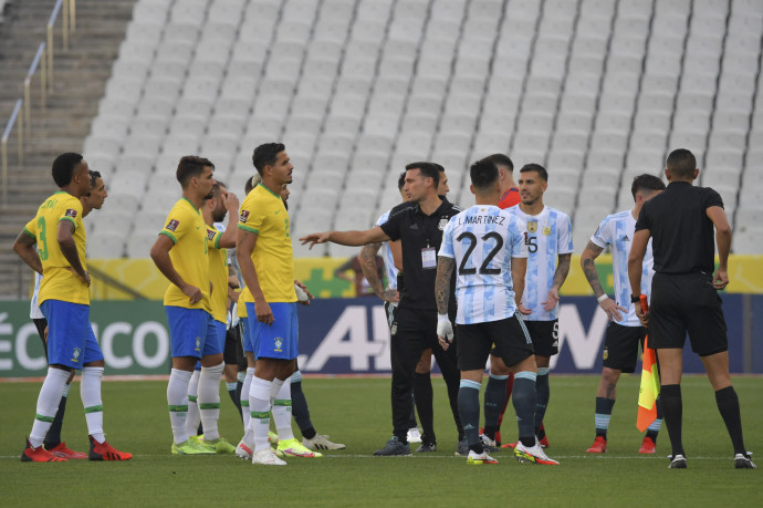 A félbeszakadt brazil-argentin vb-selejtező 2021. szeptember 5-én – Fotó: NELSON ALMEIDA / AFP