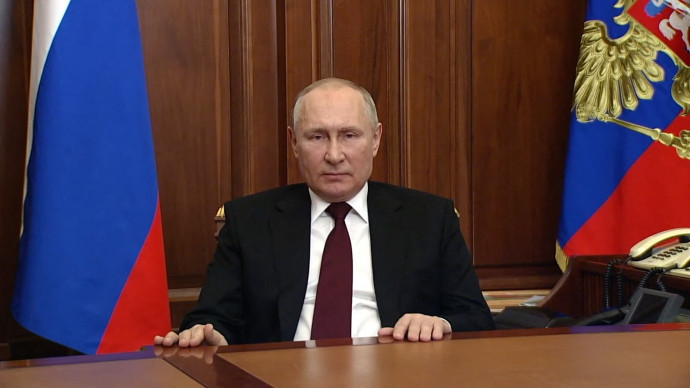Putyin tévébeszéde – Fotó: EyePress News / EyePress via AFP
