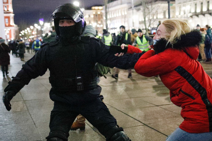 Tüntetés Szentpéterváron – Fotó: Valya Egorshin / NurPhoto / AFP