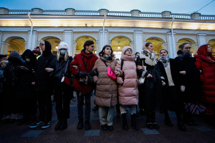 Tüntetés Szentpéterváron – Fotó: Valya Egorshin / NurPhoto / AFP