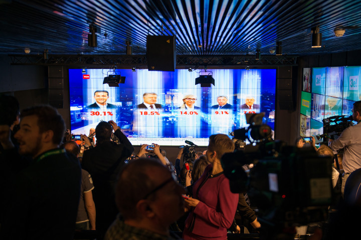 Zelenszkij eredményvárója a választások első fordulóján 2019. március 31-én – Fotó: Piero Quaranta / KONTROLAB / Getty Images