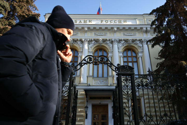 Az orosz központi bank épülete 2022. február 28-án – Fotó: Mikhail Tereshchenko / TASS / Getty Images