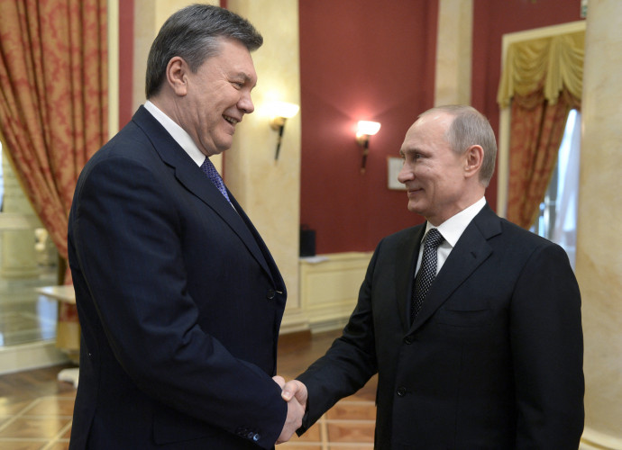 Viktor Janukovics és Vlagyimir Putyin 2014-ben Szocsiban – Fotó: Alexei Nikolsky / Ria Novosti / AFP