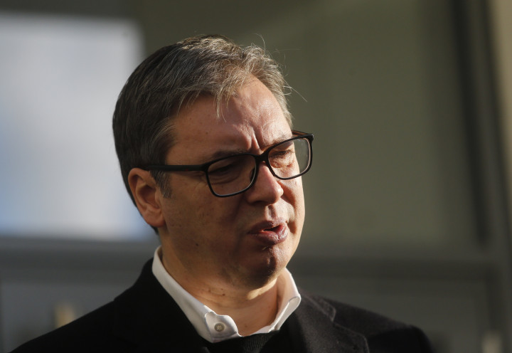 Aleksandar Vucic szerb elnök Belgrádban január 16-án. Fotó: Marko Djokovic/MTI/EPA
