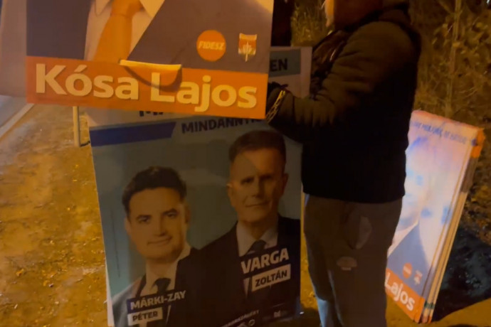 Rövid lehetett a létra: Kósa Lajos plakátjait csak úgy tudták magasabbra tenni, hogy az ellenzéki jelöltét lejjebb húzták