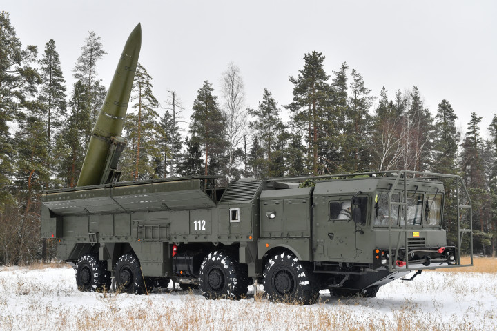 Iszkander-M ballisztikus rakéta egy 2020-as hadgyakorlaton – Fotó: Konstantin Morozov / Sputnik / Sputnik / AFP