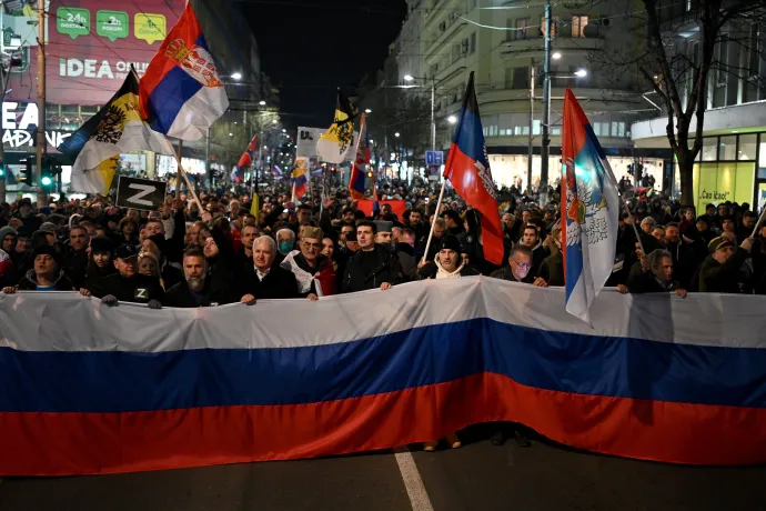 Orosz szimpátiatüntetés Belgrádban 2022. március 4-én – Fotó: Andrej Isakovic / AFP
