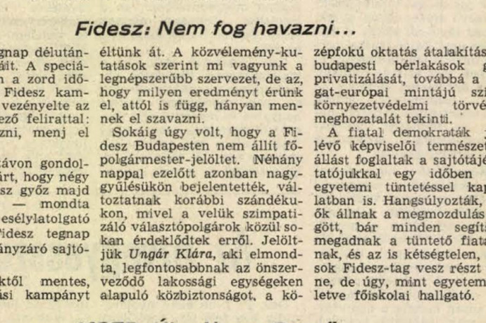 Nem fog havazni, menj el szavazni, üzente a Fidesz 1990-ben