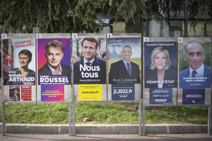 Választási plakátok Lyonban 2022. március 29-én – Fotó: Norbert Grisay / Hans Lucas / Hans Lucas via AFP