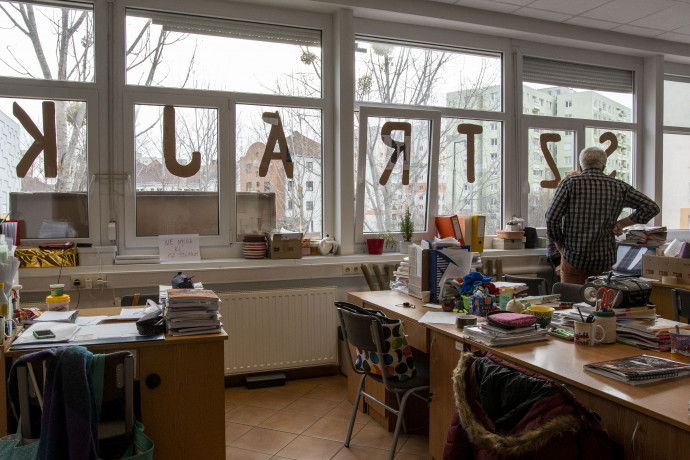 Sztrájk egy budaörsi gimnáziumban 2022. január 31-én Fotó: Melegh Noémi Napsugár / Telex
