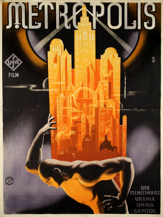 Bottlik József Fritz Lang Metropolis című filmjéhez készült plakátja – Fotó: Országos Széchényi Könyvtár, Budapest