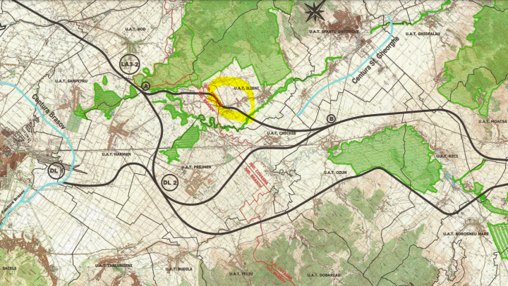 Forrás: képernyőmentés a CNAIR által közölt nyomvonal-tervezetekről 2020. decemberében. A sárga körben Aldobolyt jelöltük, ott jól látható, hogy az A-B variáns is alig érinti a falu déli területeit.