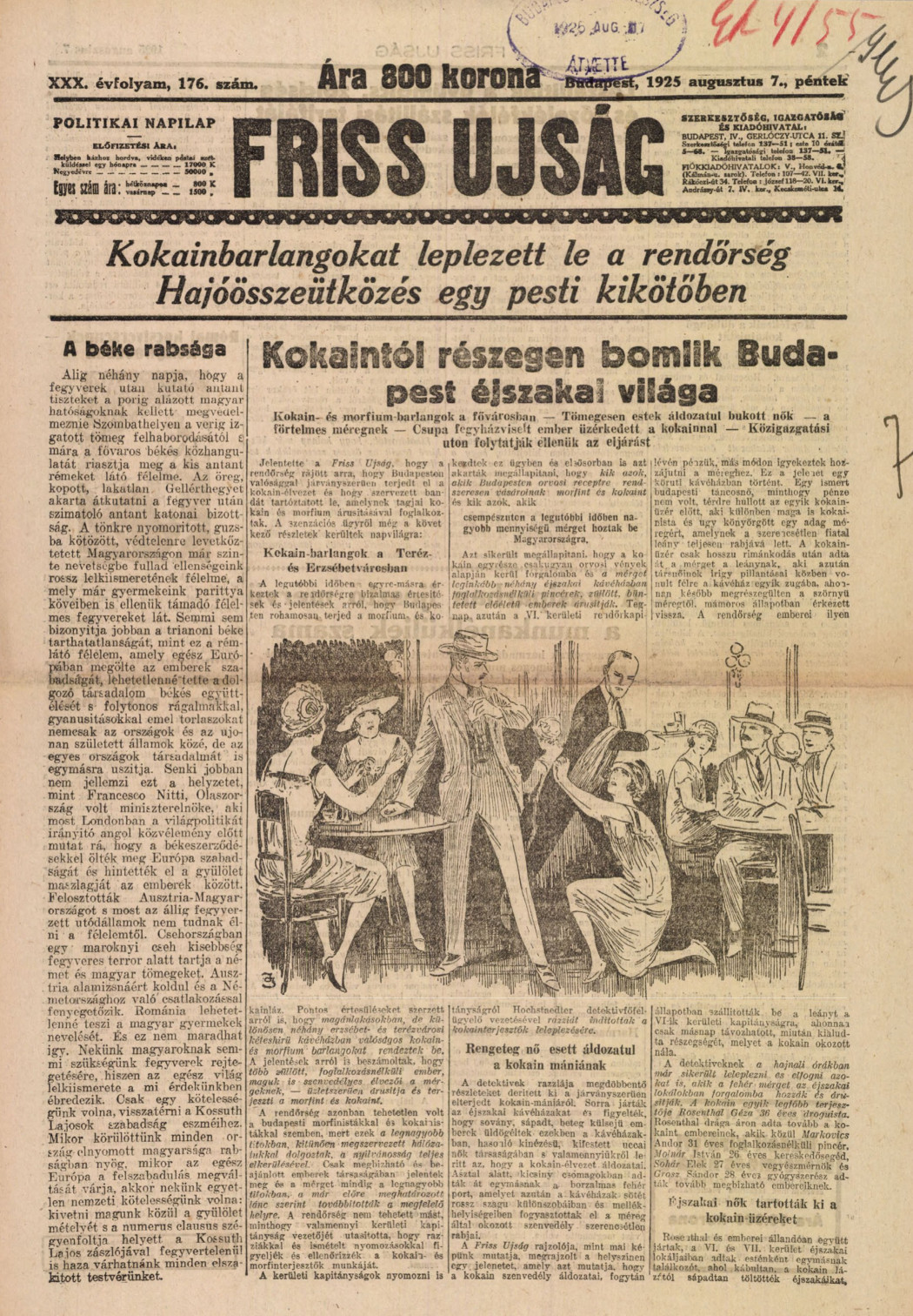 Friss Ujság, 1925. augusztus, 176. szám / Arcanum Digitális Tudománytár