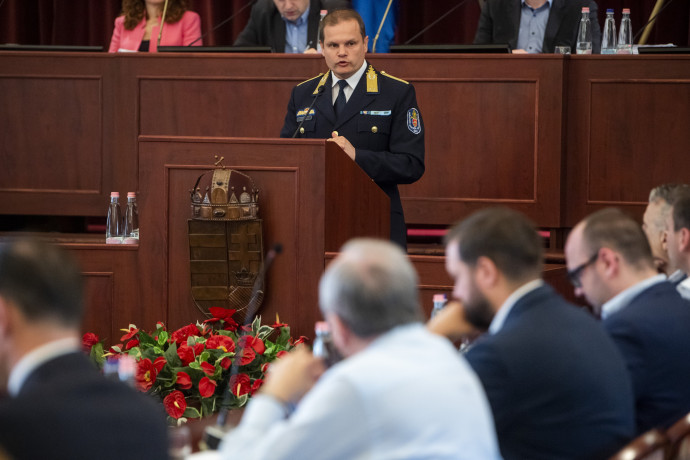 Terdik Tamás budapesti rendőr-főkapitány a közgyűlésen – Fotó: Balogh Zoltán / MTI