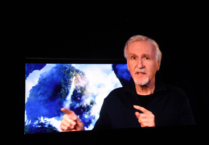 James Cameron videón jelentkezett be az Avatar 2 előzetesének bemutatójára – Fotó: Valerie Macon / AFP or licensors