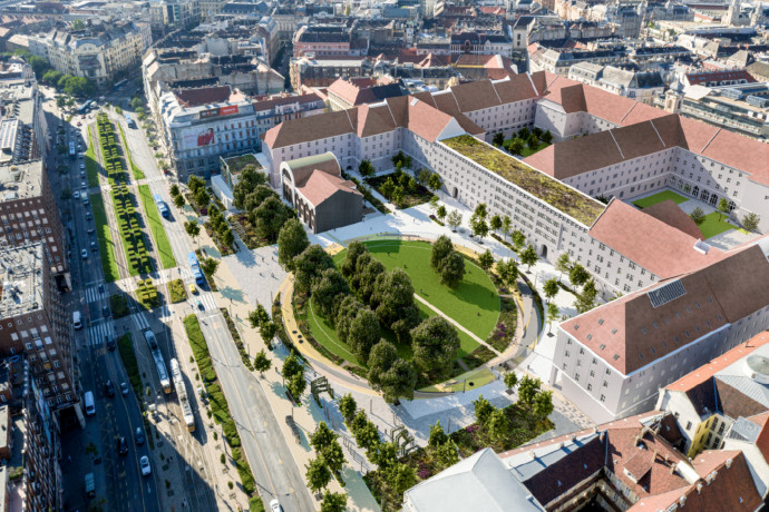 Kör alakú zöldterületet alakítanak ki a budapesti Városháza parkolójából