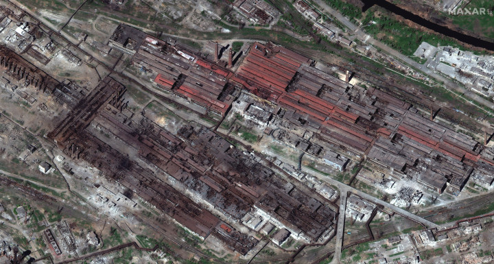 A mariupoli Azovsztal acélgyár 2022. április 29-én – Fotó: Maxar Technologies / Handout via Reuters