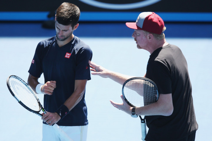 Boris Becker Novak Djokovic edzőjeként a 2016-os Australian Open előtti edzésen – Fotó: Michael Dodge / Getty Images