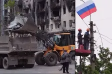 A szétbombázott Mariupolban is győzelem napi ünnepség rendezésére készülhetnek az oroszok