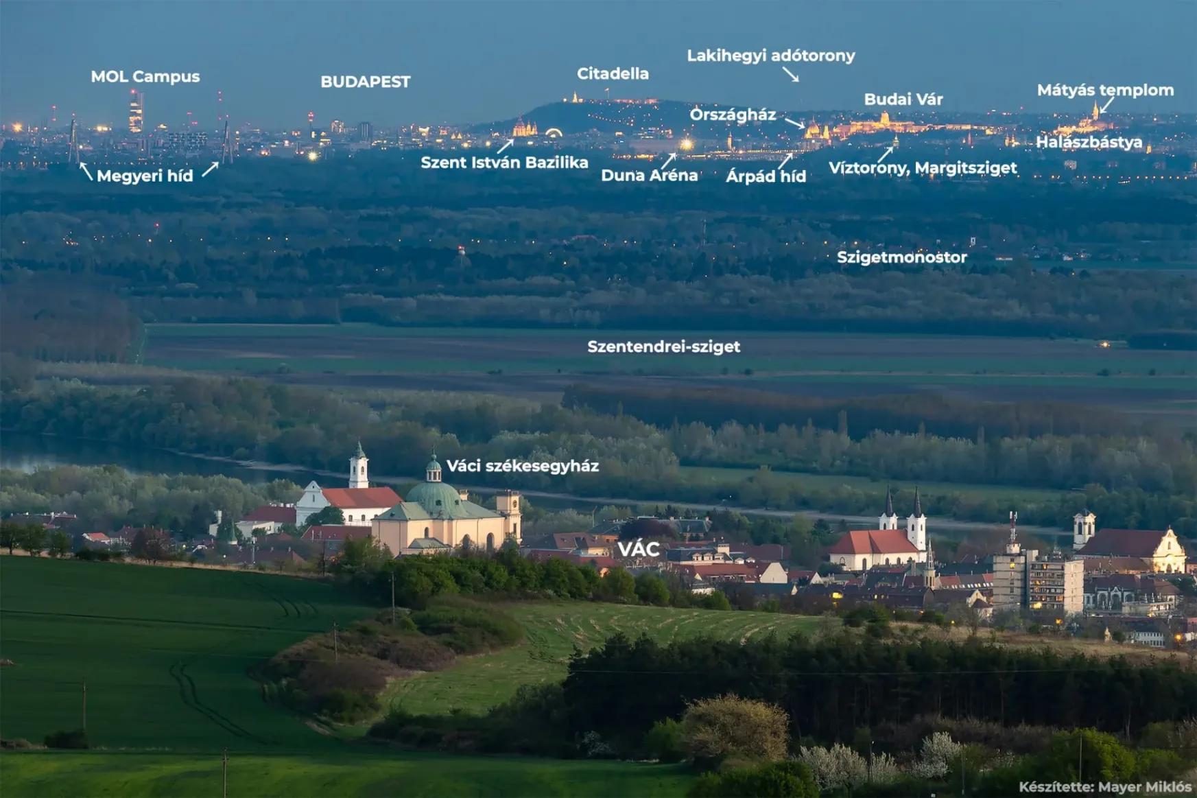 Így néz ki a budapesti city 40 kilométerről, egy fotón Váccal