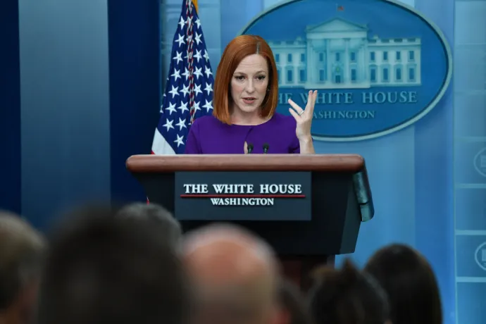 Jen Psaki a Fehér Ház keddi sajtótájékoztatóján – Fotó: Nicholas Kamm / AFP