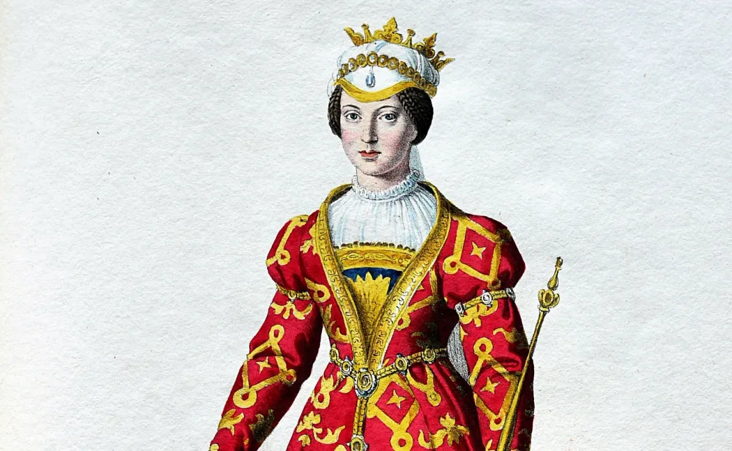 Josef Kriehuber színezett litográfiája Anjou Máriáról 1828-ból