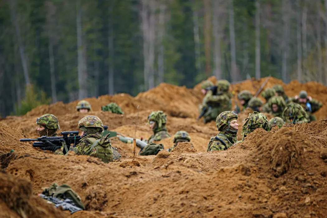 NATO-hadgyakorlat az Oroszországgal határos Észtországban 2022 áprilisában – Fotó: Ben Birchall – PA Wire / PA Images / Getty Images