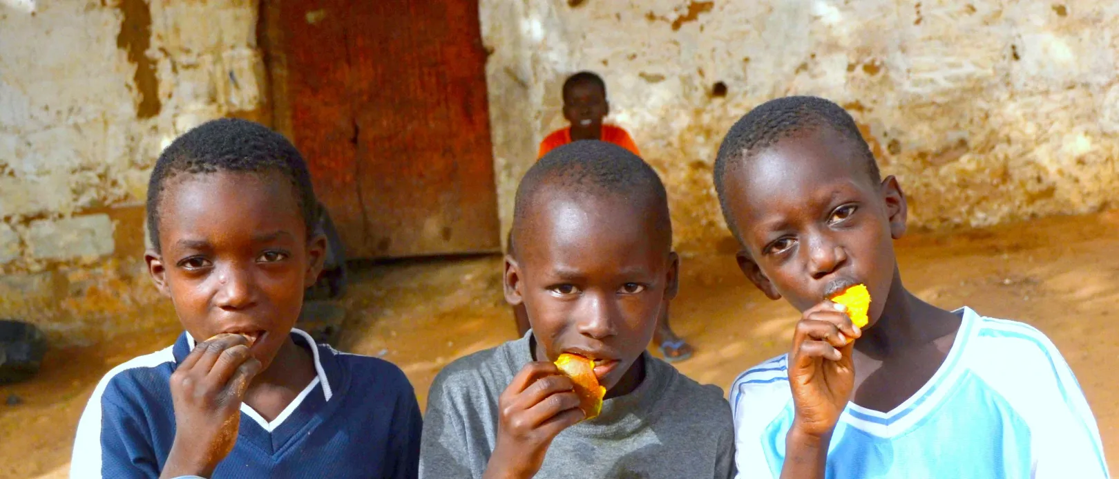 Szenegál, Mbour falu. A gyermekeknek nincs mit
enniük, gyakran csak a mangó az egyedüli, ami akad… Amikor egy kiflit adott nekik, mint a
kismadarak, összeverekedtek rajta. Aztán megtanulta, hogy nem nekik kell odaadni,
hanem az anyjuknak, hogy ossza szét közöttük – Fotó: Turós Margaréta