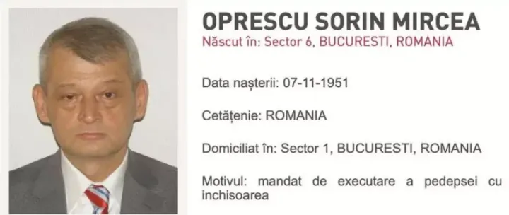 Körözést adtak ki Sorin Oprescu nevére – Fotó: Román Rendőrség