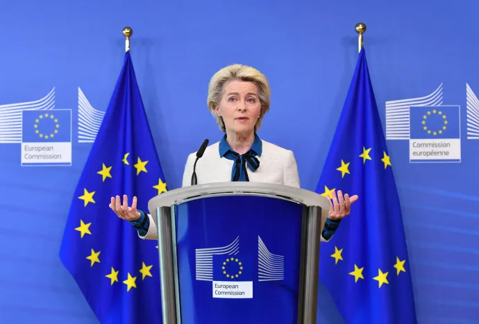 Ursula von der Leyen, az Európai Bizottság elnöke nyilatkozik a REPowerEU témájú bizottsági javaslatokról az EU brüsszeli székhelyén 2022. május 18-án – Fotó: John Thys / AFP