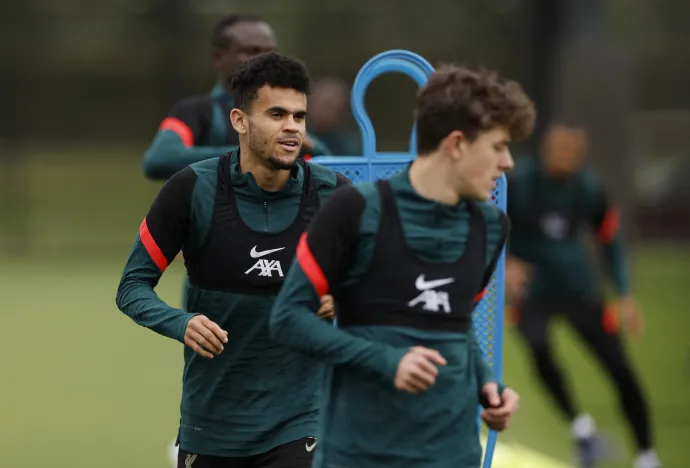 Luis Díaz a Liverpool edzésén, 2022. május 25-én – Fotó: Jason Cairnduff / Reuters