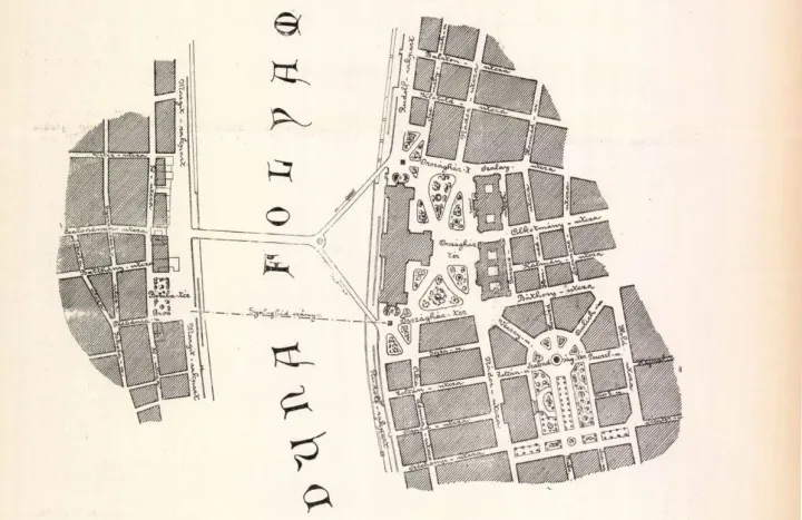 A Lipthay-féle Y alakú gyaloghíd – Forrás: Építő Ipar, 1905, február 26-i szám