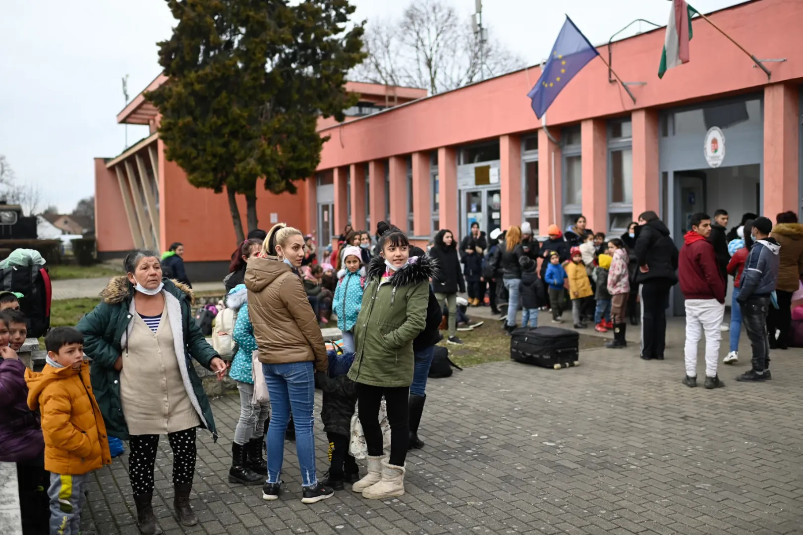 Ukrajnából menekülők a záhonyi vasútállomáson 2022. február 26-án – Fotó: Bődey János / Telex