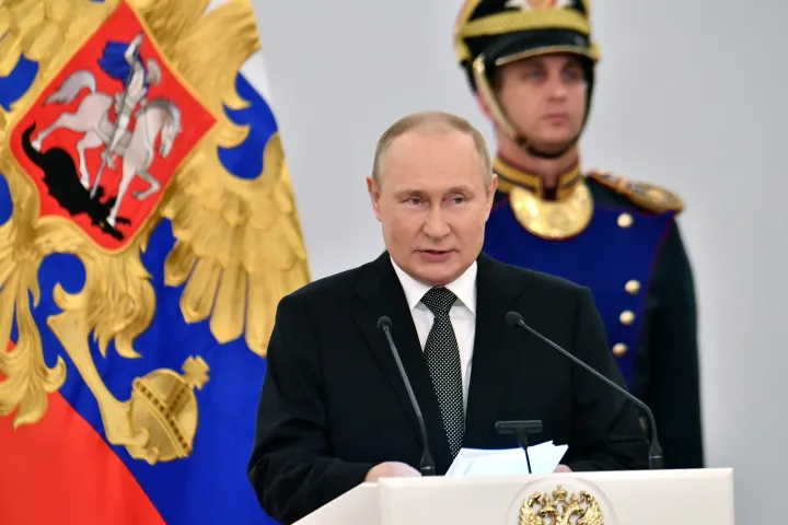 Vlagyimir Putyin beszéde a 2022-es Oroszország napján – Fotó: Evgeny Biyatov / Kreml / Sputnik via Reuters