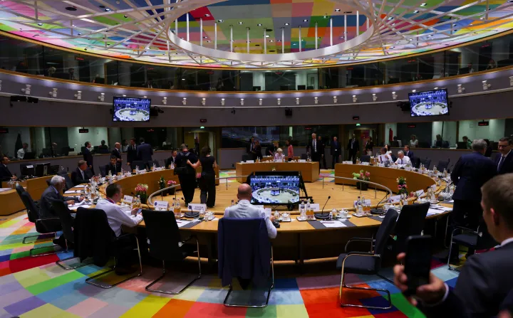 Az Európai Tanács ülésterme 2022. június 23-án – Fotó: Johanna Geron / Reuters